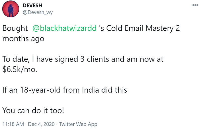 testimonial cold email